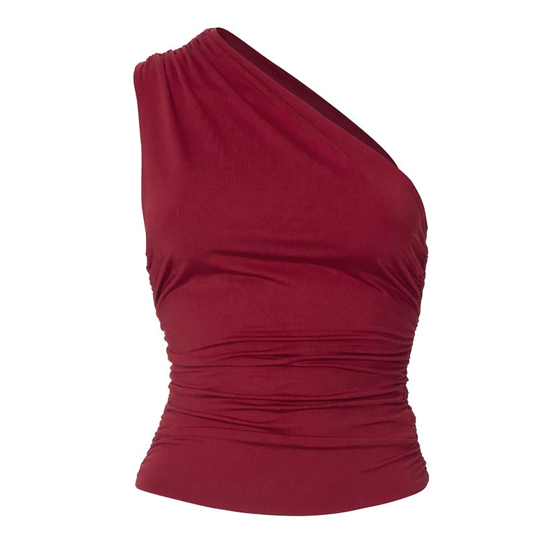 Women's One Shoulder Backless Shrink Tank Top™ Tight Sexy Sleeveless Neckless Slim T-Shirt