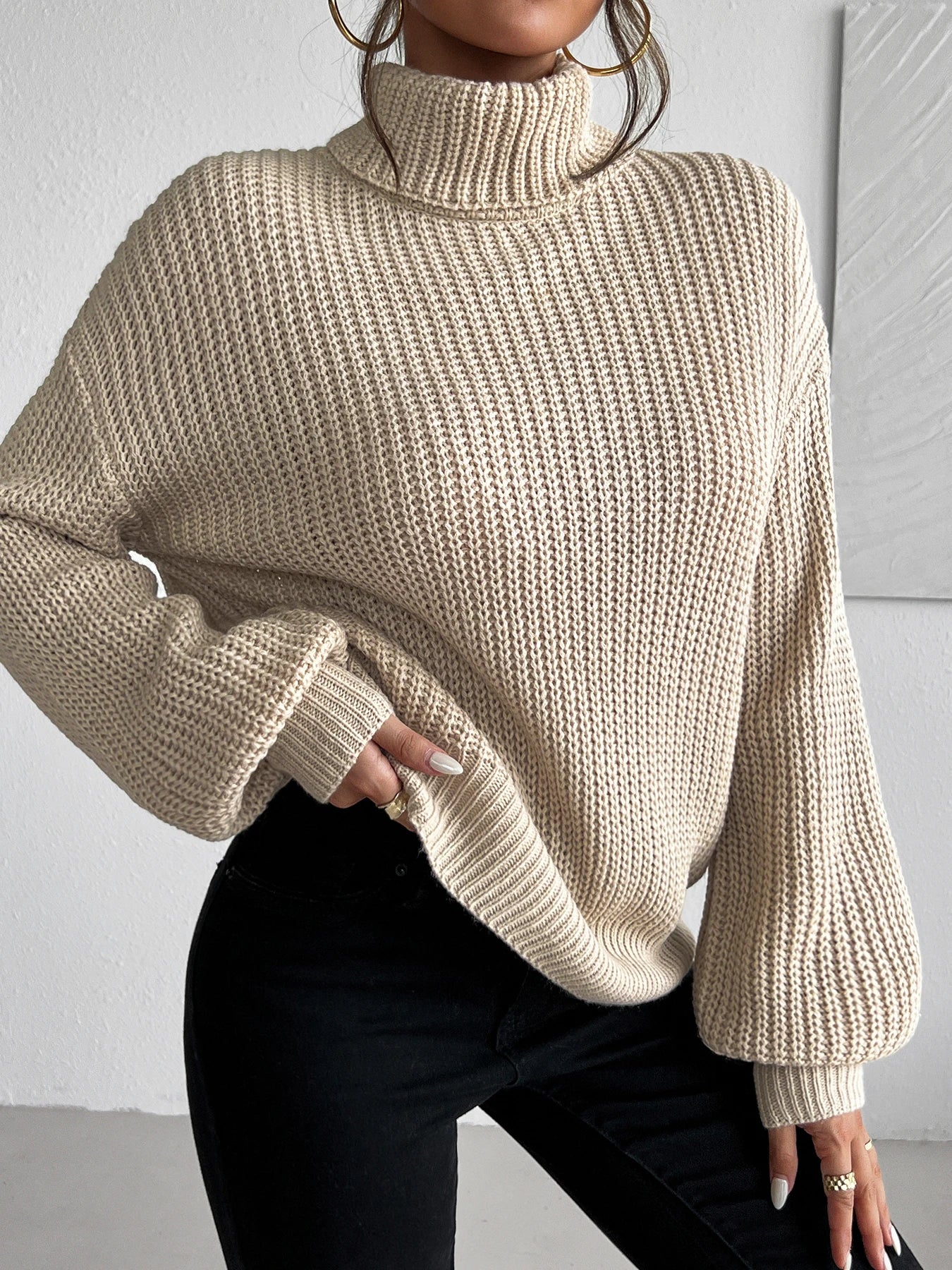 Women's autumn and winter pullover™ high neck long sleeved sweater