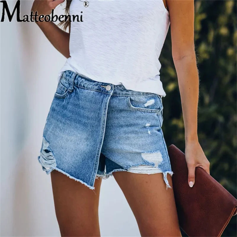 Women's Ripped Denim Shorts™ High Waist Bodycon Distressed Pockets Short Jeans