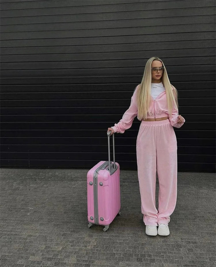 Women's Casual Two Piece Set™ Long-sleeved Hooded Cardigan + Elastic Trousers Tracksuit