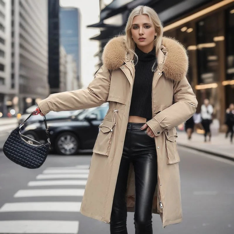 Women's Parkas Coat™ Thick Pinch Cotton Detachable Inner Tank Long Over Knee Coat