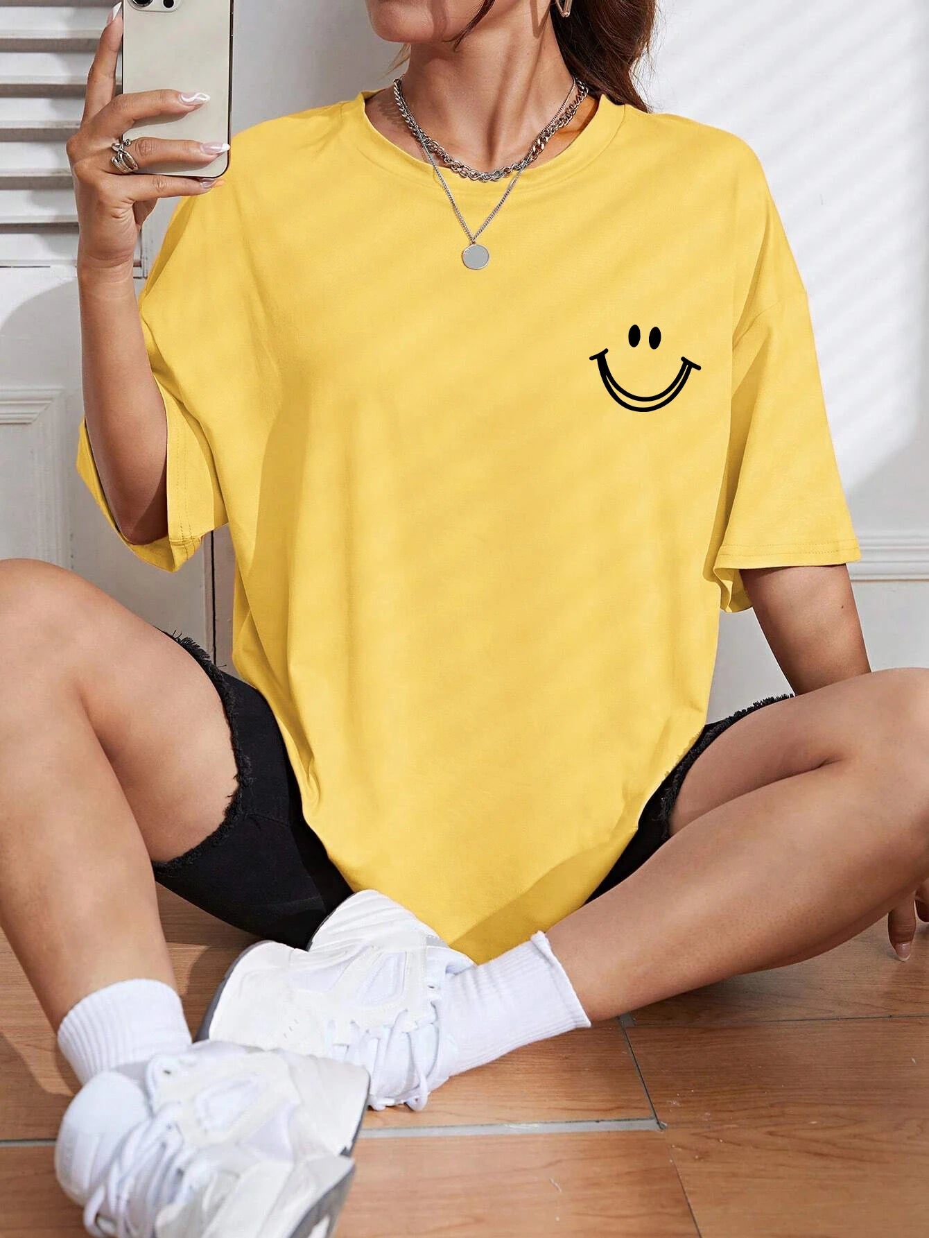 Women's Happy Expression Printed T Shirt™ Short Sleeve Cotton Crewneck T-Shirts