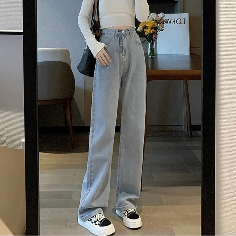 Women's Vintage Wide Leg Jeans™ High Waist Retro Denim Trousers