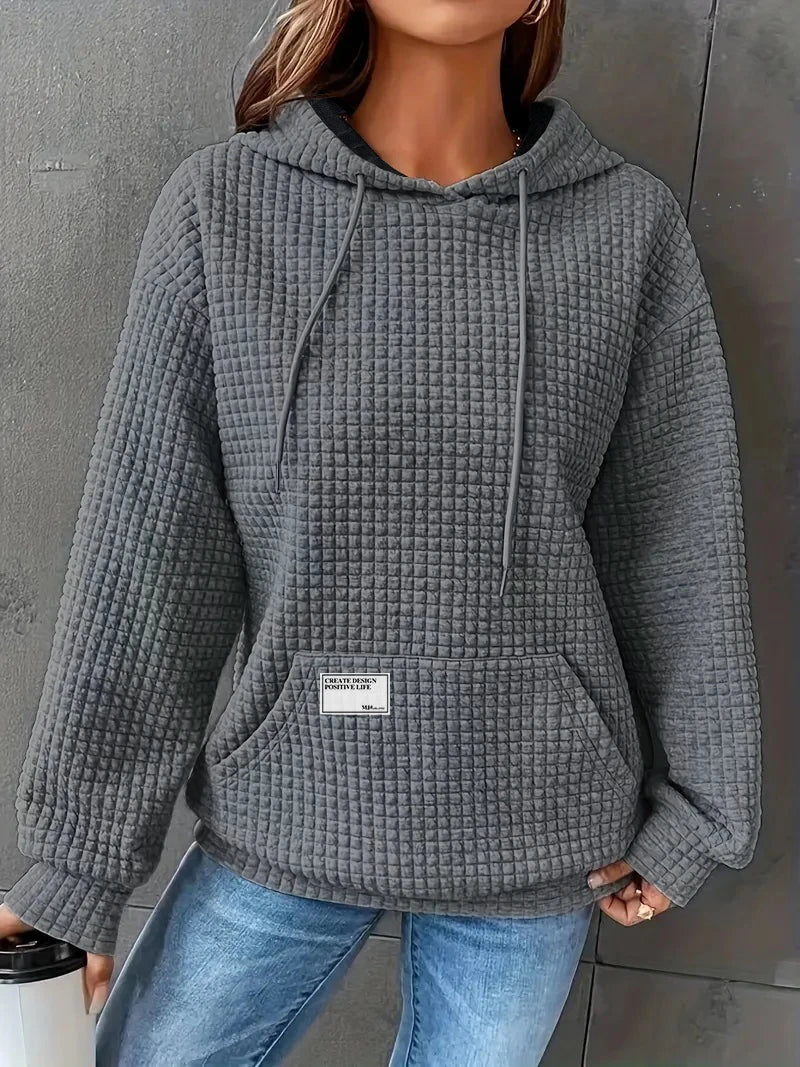 Women's autumn and winter waffle hoodie™ casual sports loose sweatshirt