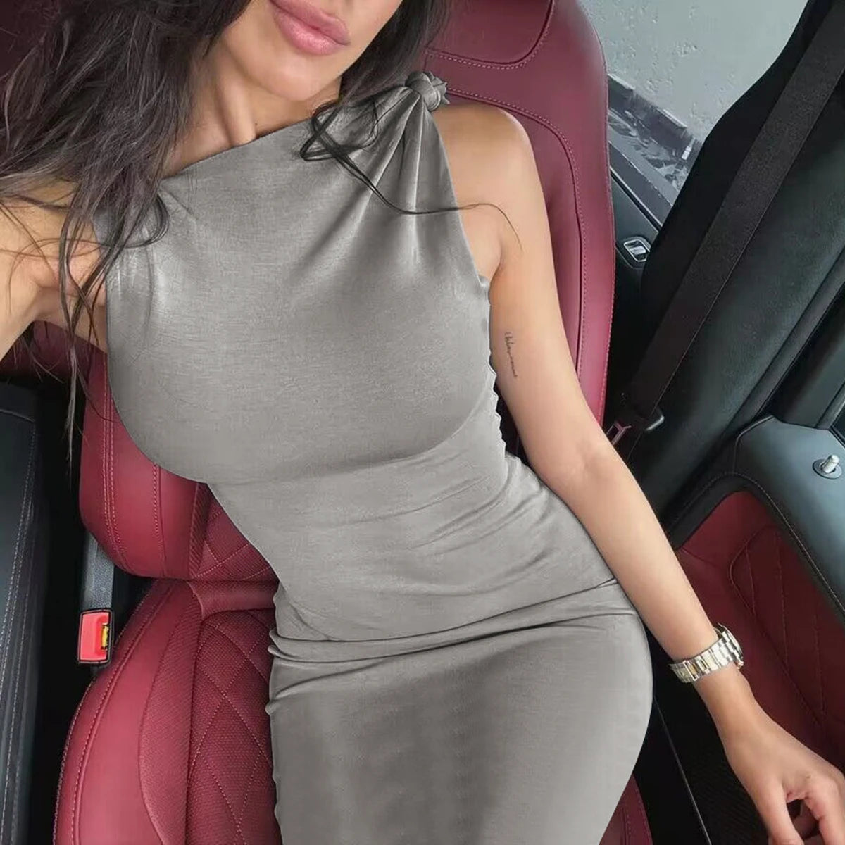 Women's Solid O Neck Sleeveless Patchwork Dress™ Bodycon Maxi Prom Summer Dress