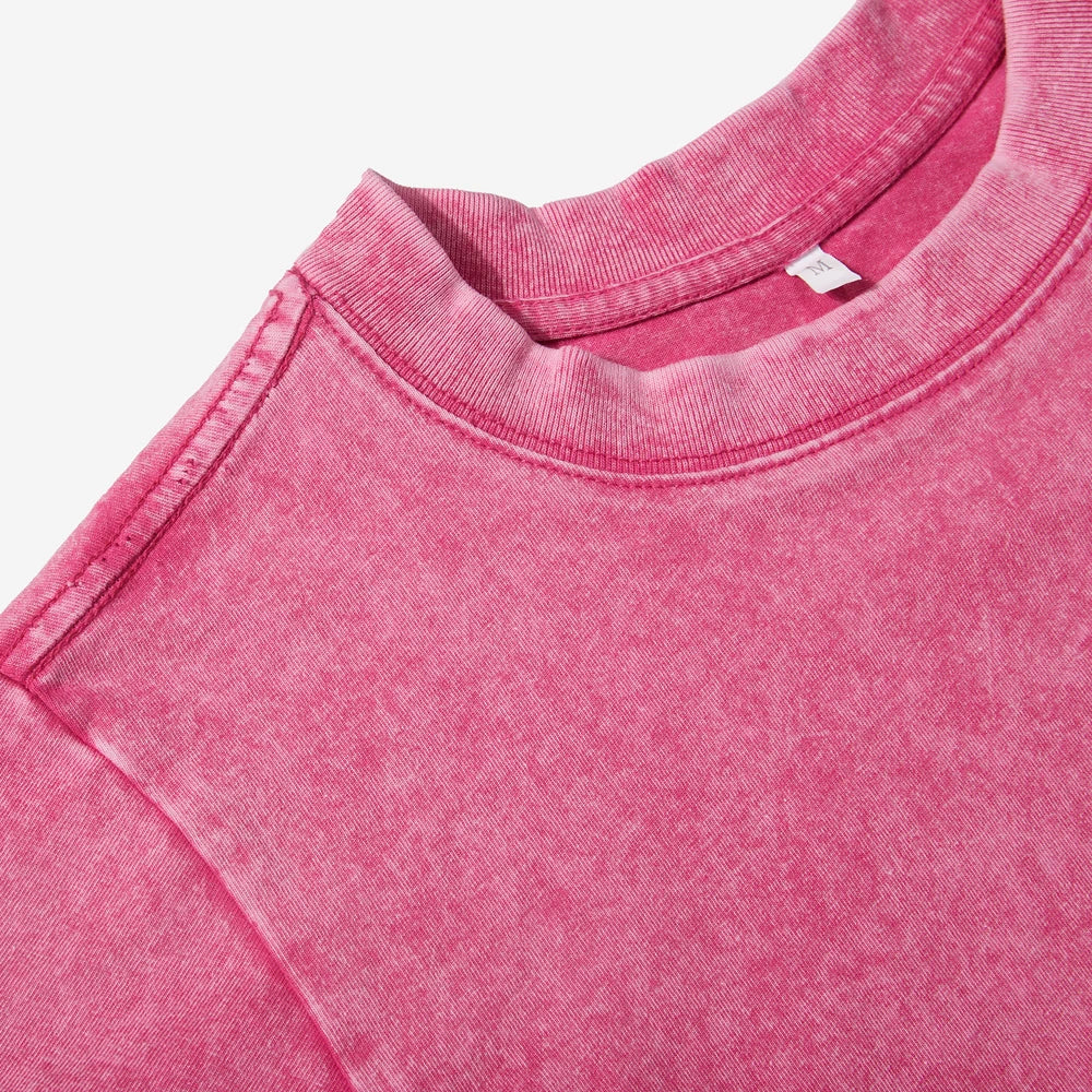 Women's Cotton Crop Washed T-Shirts™ Vintage League Letter Prints Short Sleeve Loose Tops