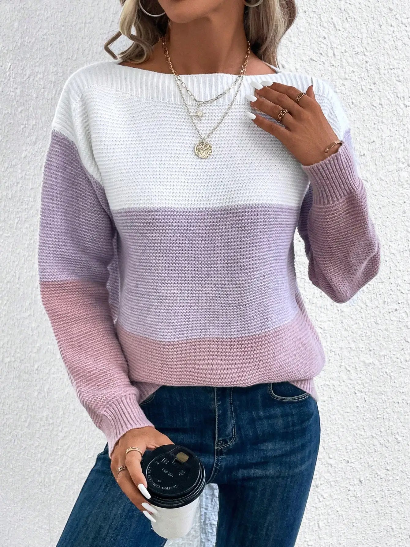 Women's Three-color Patchwork Sweater™ Casual Knitted Thickened Loose Jumpers