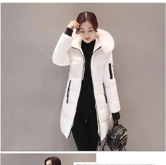 Women Winter Fur Collar™ Hooded Long Slim Jacket