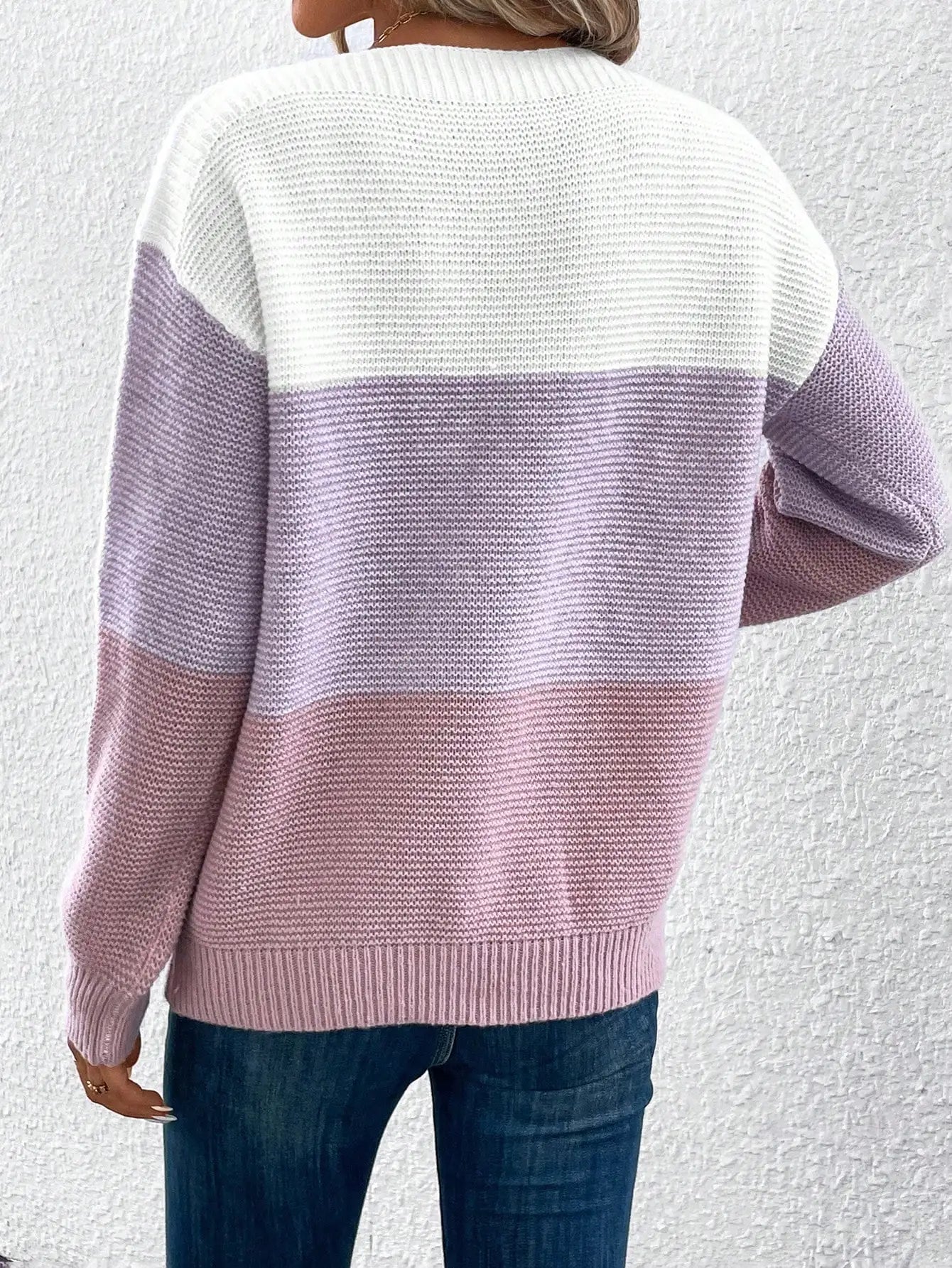 Women's Three-color Patchwork Sweater™ Casual Knitted Thickened Loose Jumpers