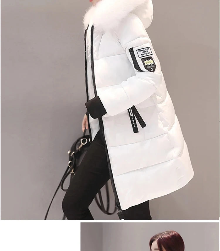 Women Winter Fur Collar™ Hooded Long Slim Jacket