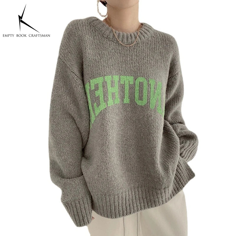 Women's Sweater™ Loose Oversized O Neck Sweater Letter Knitted Pullovers
