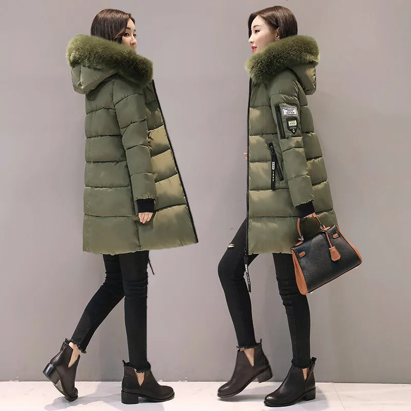 Women Winter Fur Collar™ Hooded Long Slim Jacket