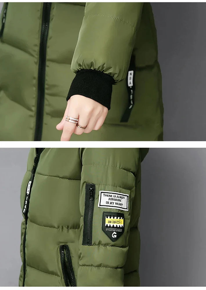 Women Winter Fur Collar™ Hooded Long Slim Jacket