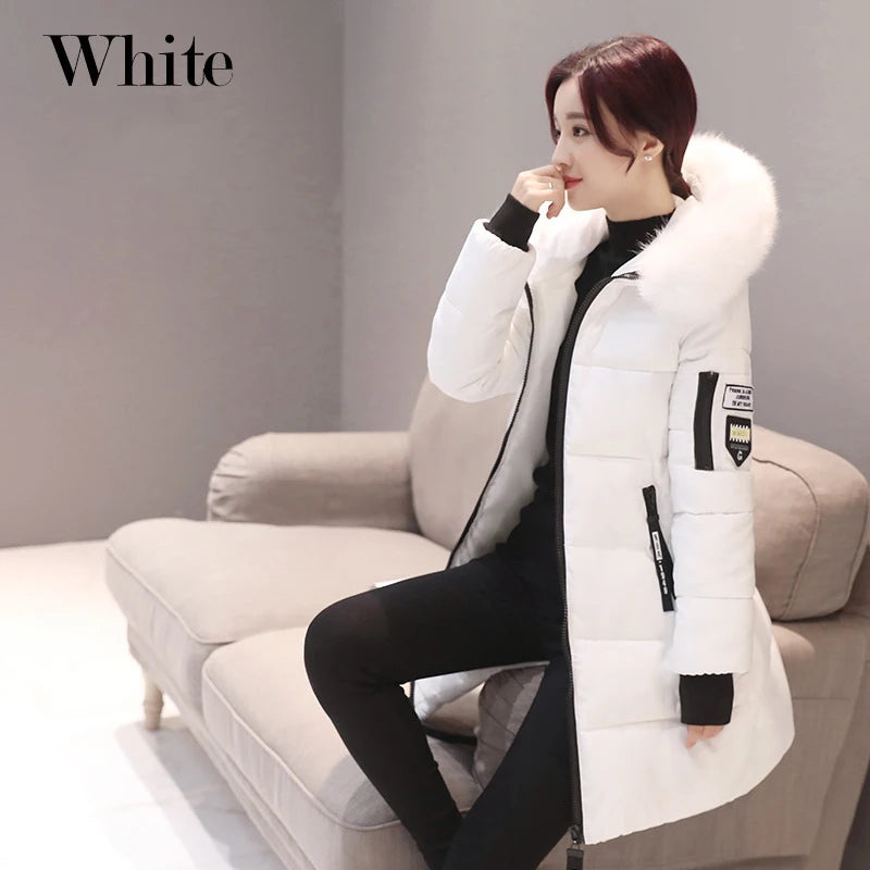 Women Winter Fur Collar™ Hooded Long Slim Jacket