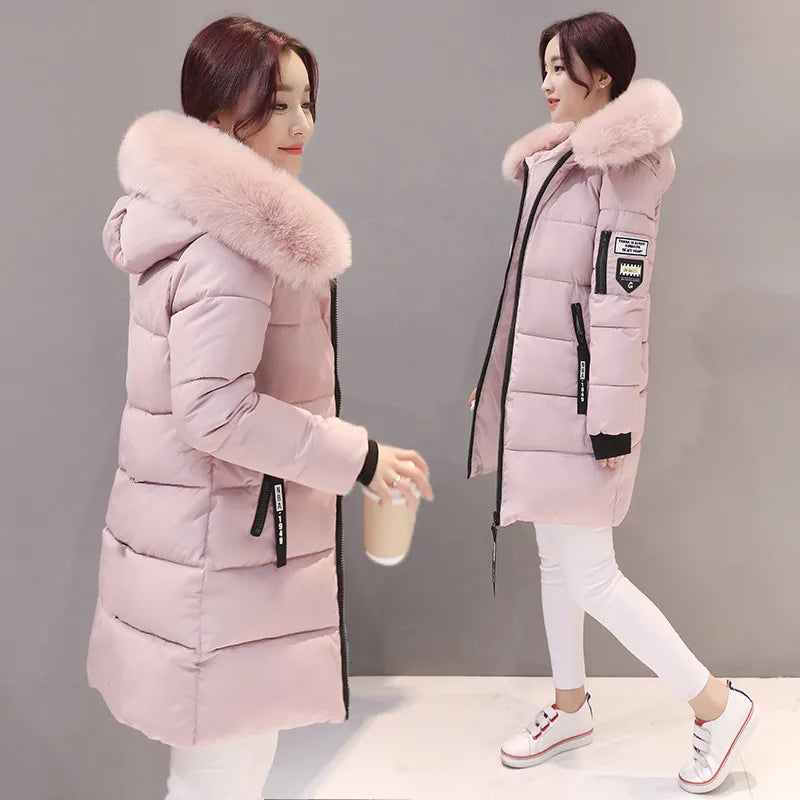 Women Winter Fur Collar™ Hooded Long Slim Jacket