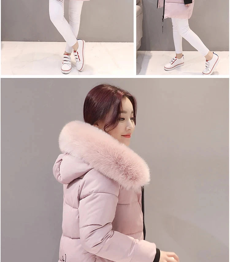 Women Winter Fur Collar™ Hooded Long Slim Jacket
