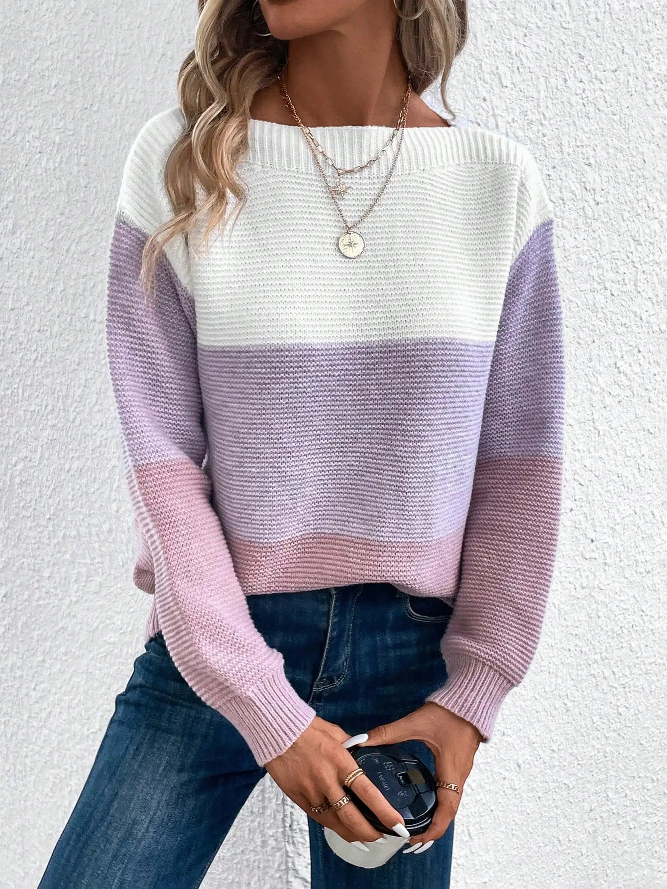 Women's Three-color Patchwork Sweater™ Casual Knitted Thickened Loose Jumpers