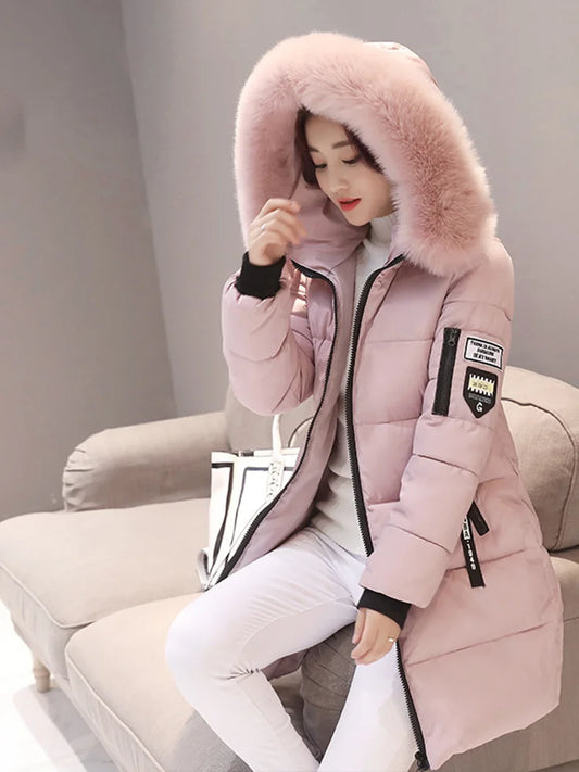 Women Winter Fur Collar™ Hooded Long Slim Jacket