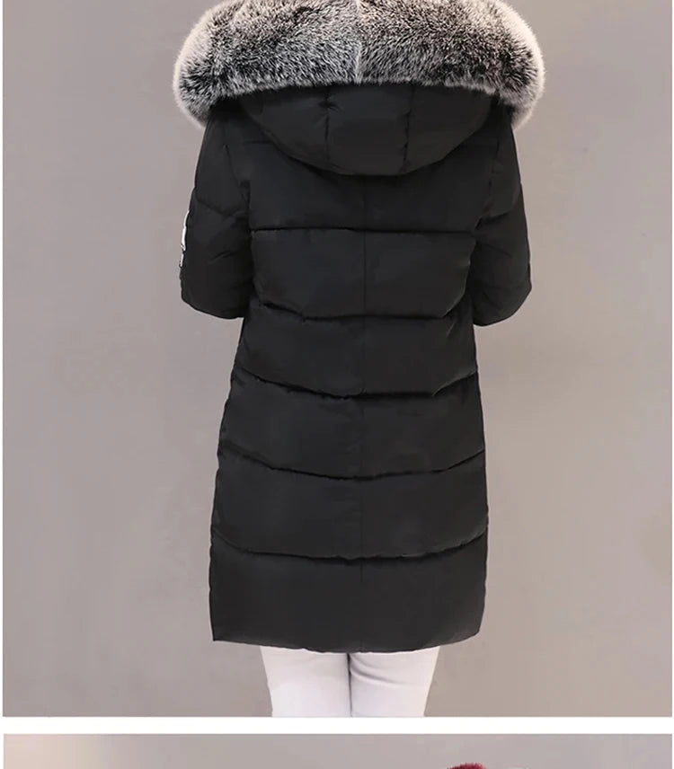 Women Winter Fur Collar™ Hooded Long Slim Jacket