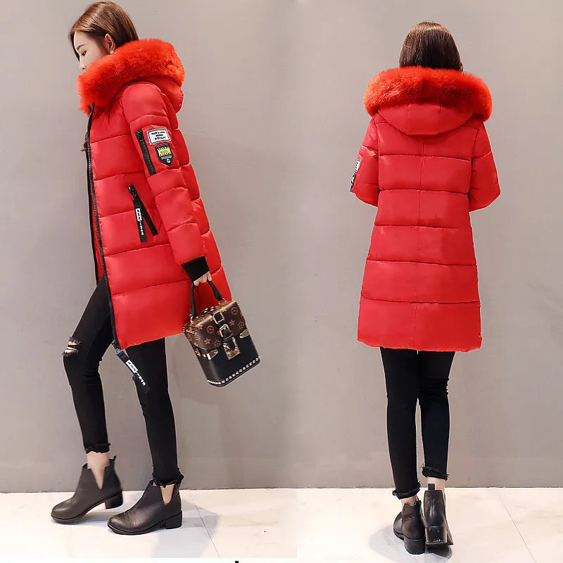 Women Winter Fur Collar™ Hooded Long Slim Jacket
