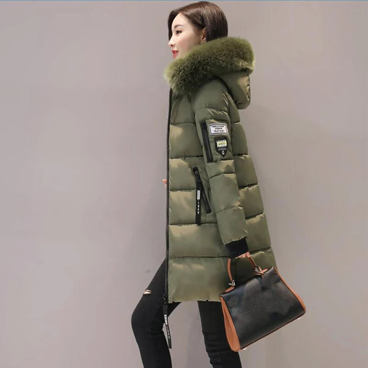 Women Winter Fur Collar™ Hooded Long Slim Jacket