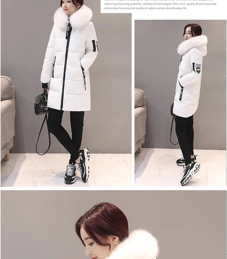 Women Winter Fur Collar™ Hooded Long Slim Jacket