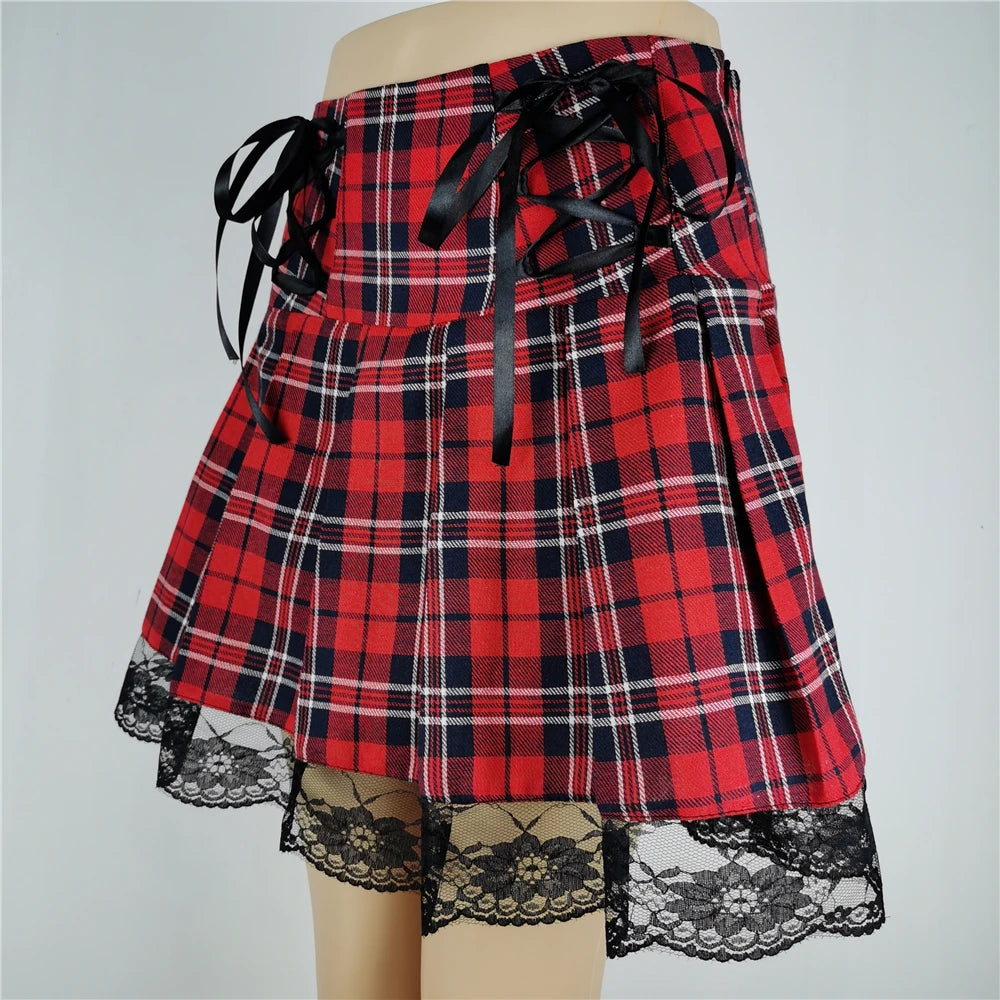 Women's Harajuku Punk Gothic Mini Skirt™ High Waist Patchwork Bandage Skirt