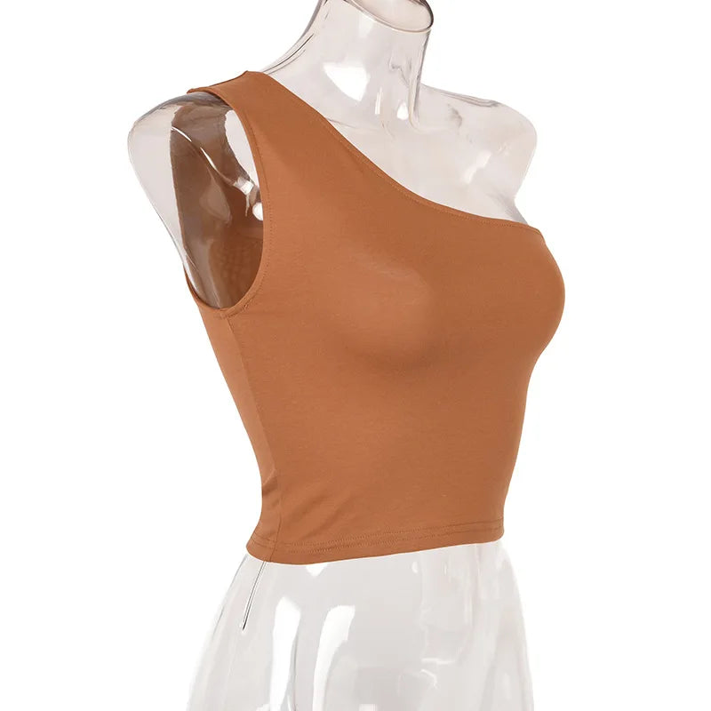 Women's Crop  Tank Top™ One Shoulder Summer Outfits Elastic Tops