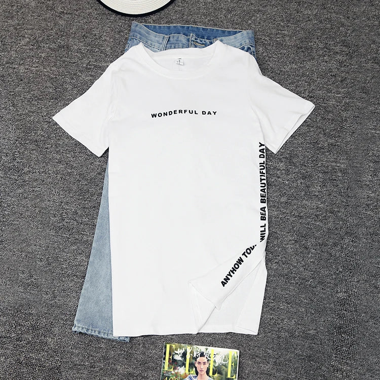Women's T-shirts™ Summer  Loose Slit Tops Cotton Short sleeve t-shirt