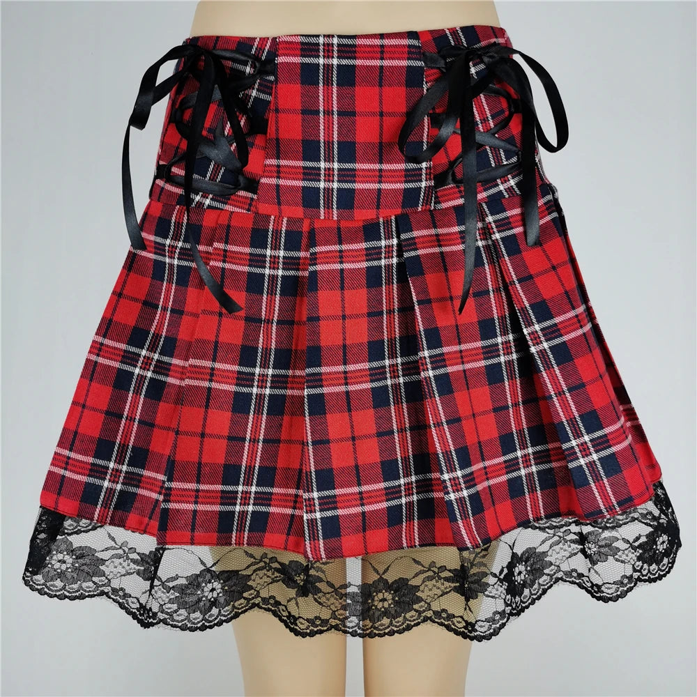 Women's Harajuku Punk Gothic Mini Skirt™ High Waist Patchwork Bandage Skirt