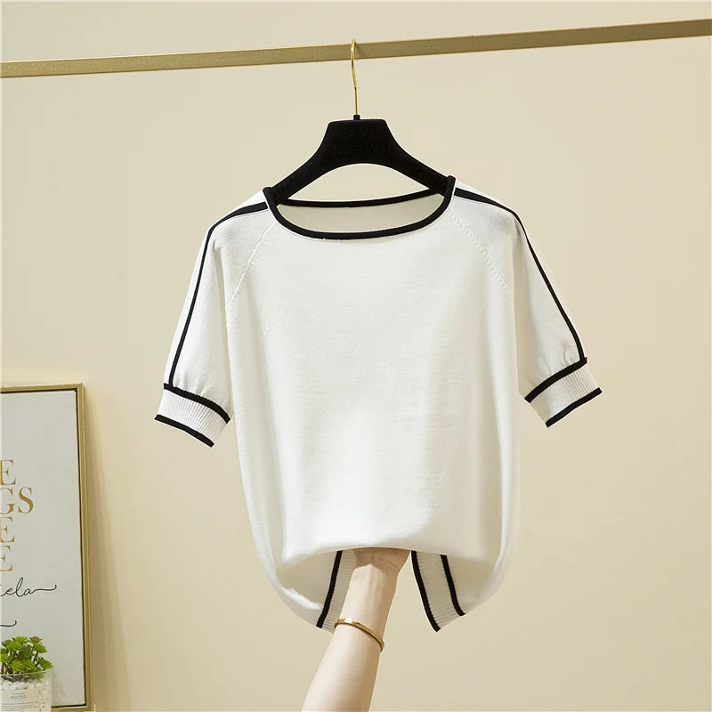 Women's Short Sleeve T-Shirt™ Summer Thin Knitted T-Shirt
