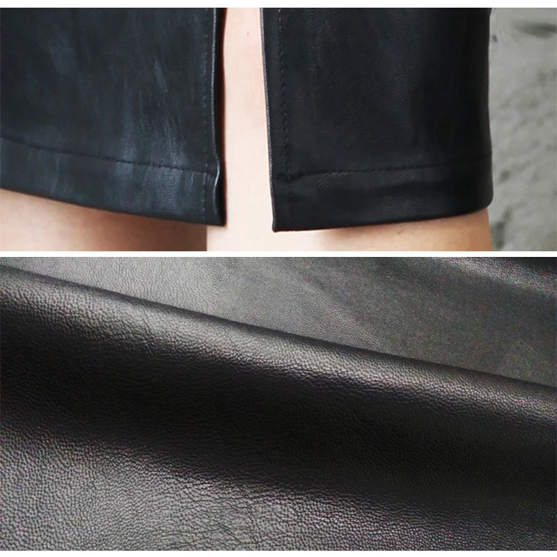 Women's PU Leather Midi Skirt™ Hip Front or Back Slit Pencil Skirt