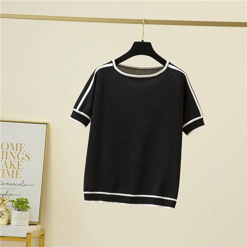 Women's Short Sleeve T-Shirt™ Summer Thin Knitted T-Shirt