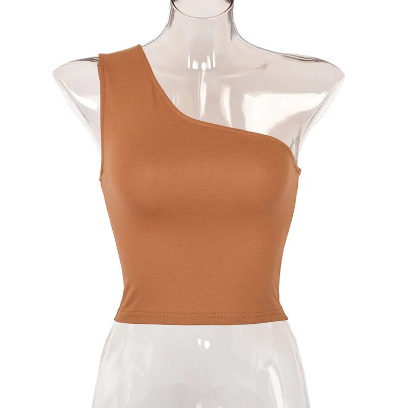 Women's Crop  Tank Top™ One Shoulder Summer Outfits Elastic Tops