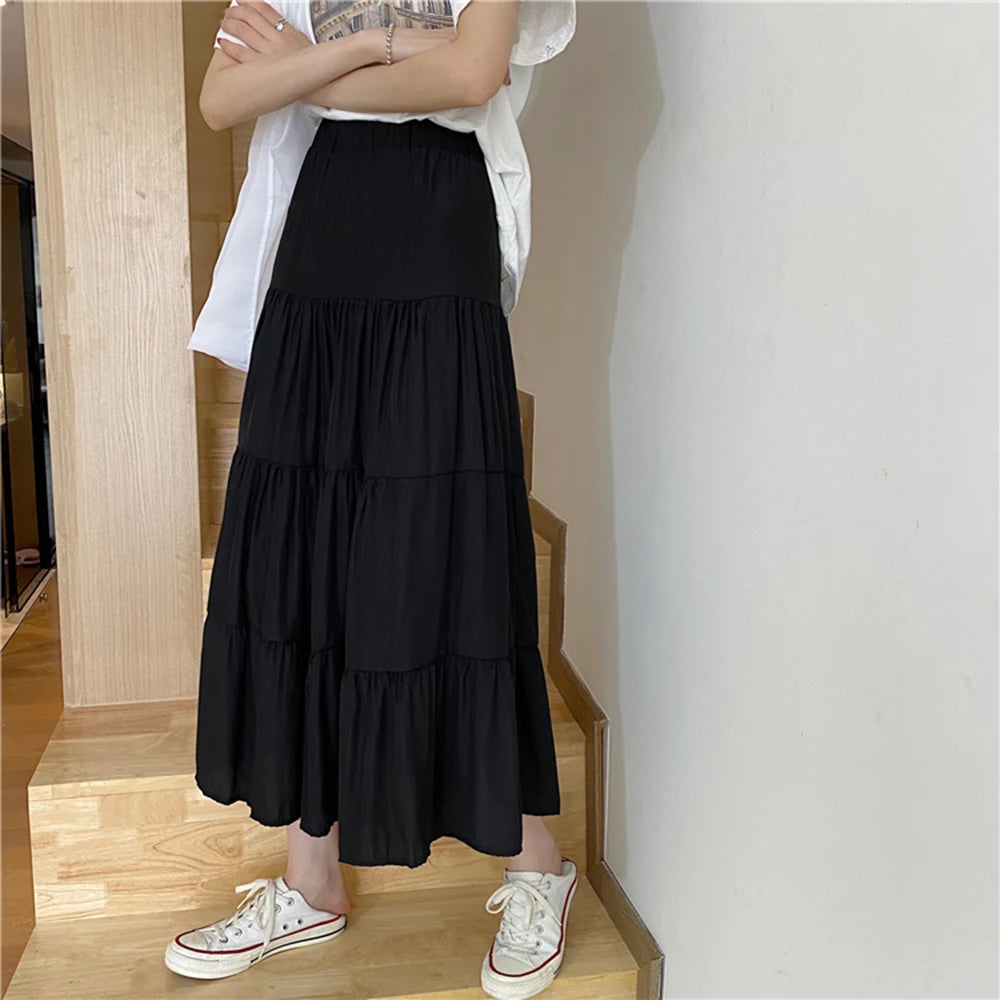 Women's Chiffon Skirt™ Vintage High Waist Elastic Patchwork A-line Skirts