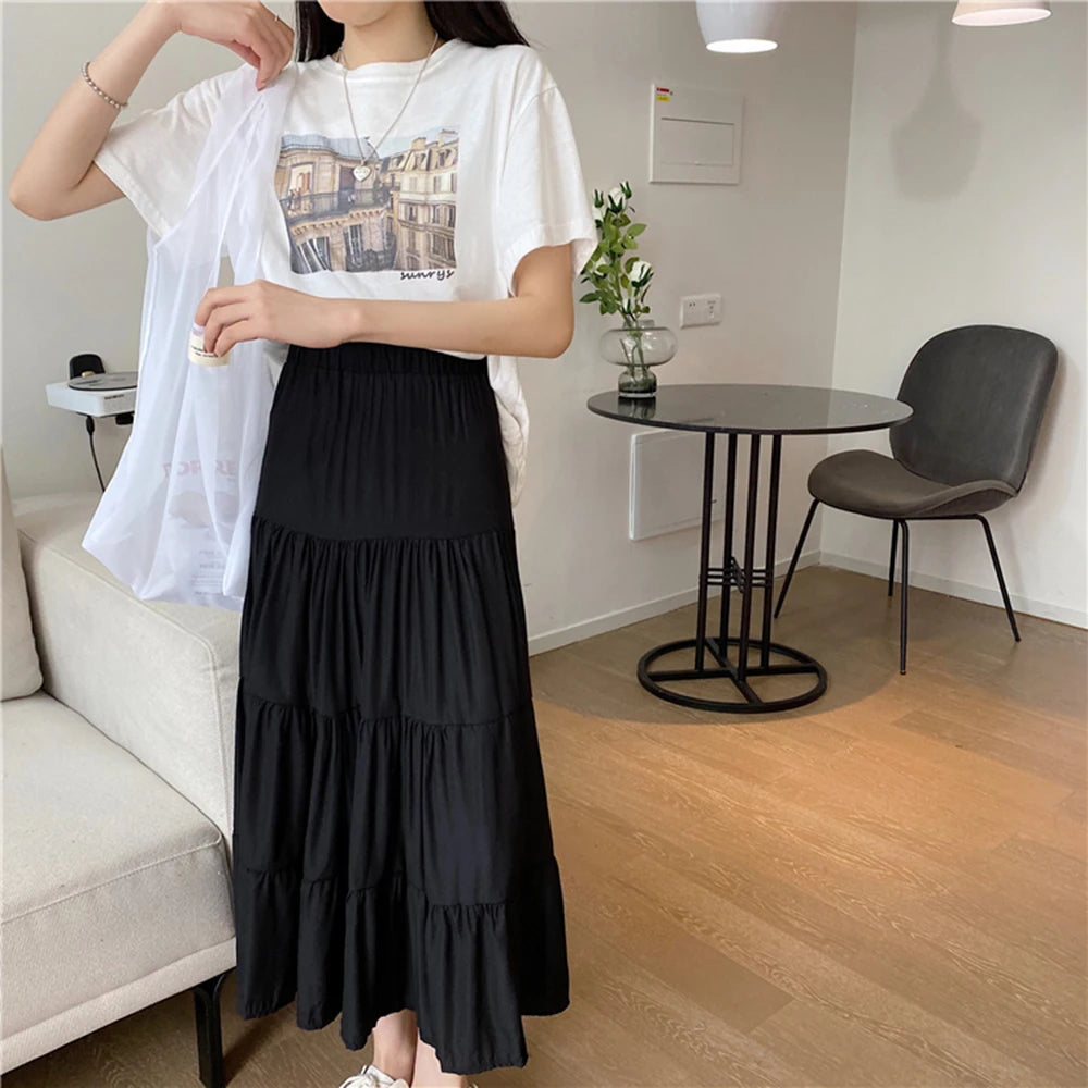 Women's Chiffon Skirt™ Vintage High Waist Elastic Patchwork A-line Skirts