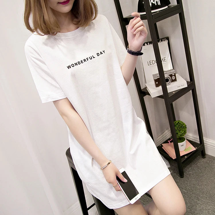 Women's T-shirts™ Summer  Loose Slit Tops Cotton Short sleeve t-shirt