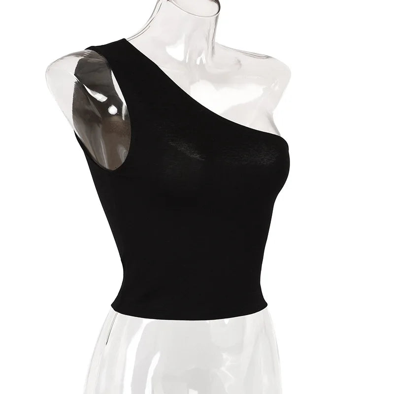 Women's Crop  Tank Top™ One Shoulder Summer Outfits Elastic Tops