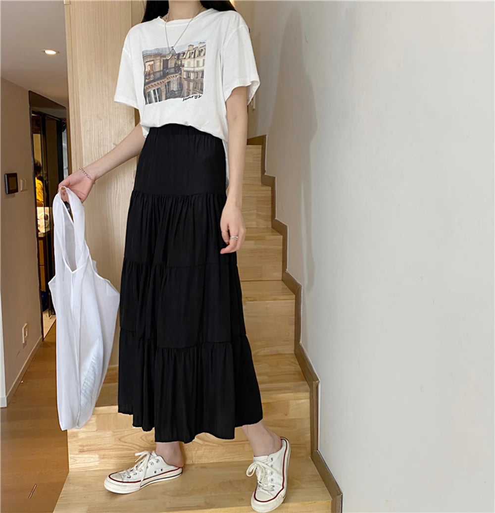 Women's Chiffon Skirt™ Vintage High Waist Elastic Patchwork A-line Skirts