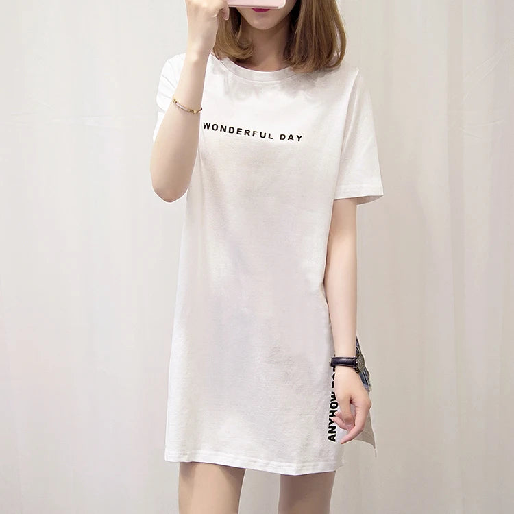 Women's T-shirts™ Summer  Loose Slit Tops Cotton Short sleeve t-shirt