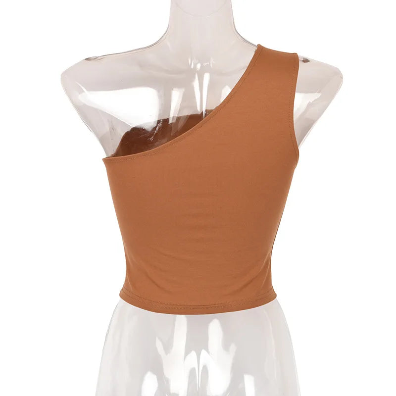 Women's Crop  Tank Top™ One Shoulder Summer Outfits Elastic Tops