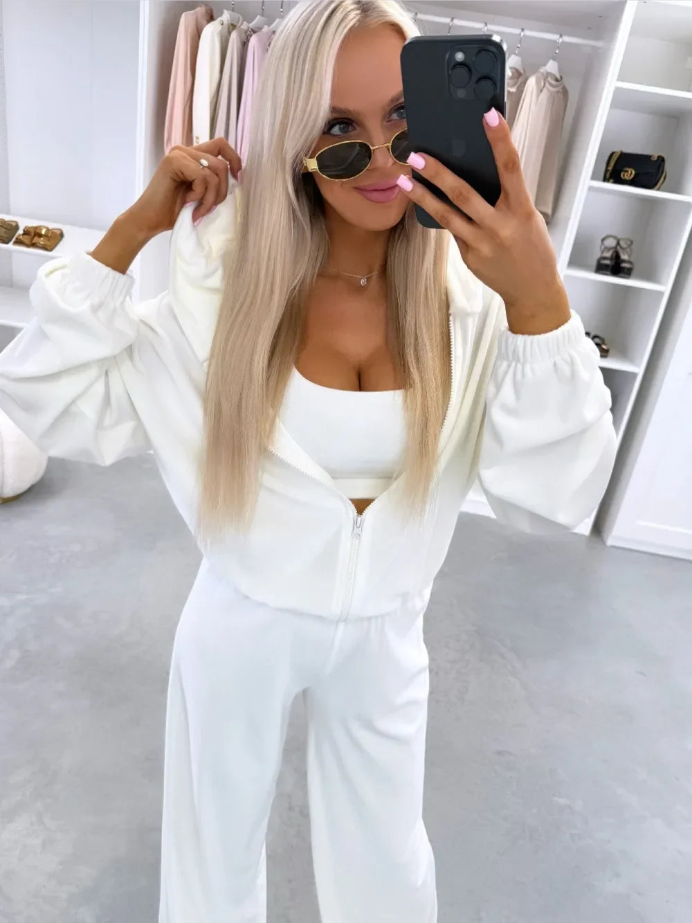 Women's  Casual Outfit™ Zipper Hooded Cardigan + Wide Leg Pants Two Piece Set