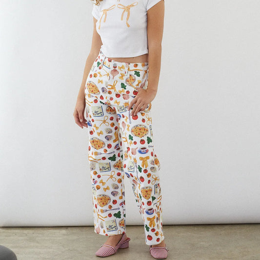 Women's Y2k Graphic Print Jeans™ Straight Leg Vintage Aesthetic Denim Pants