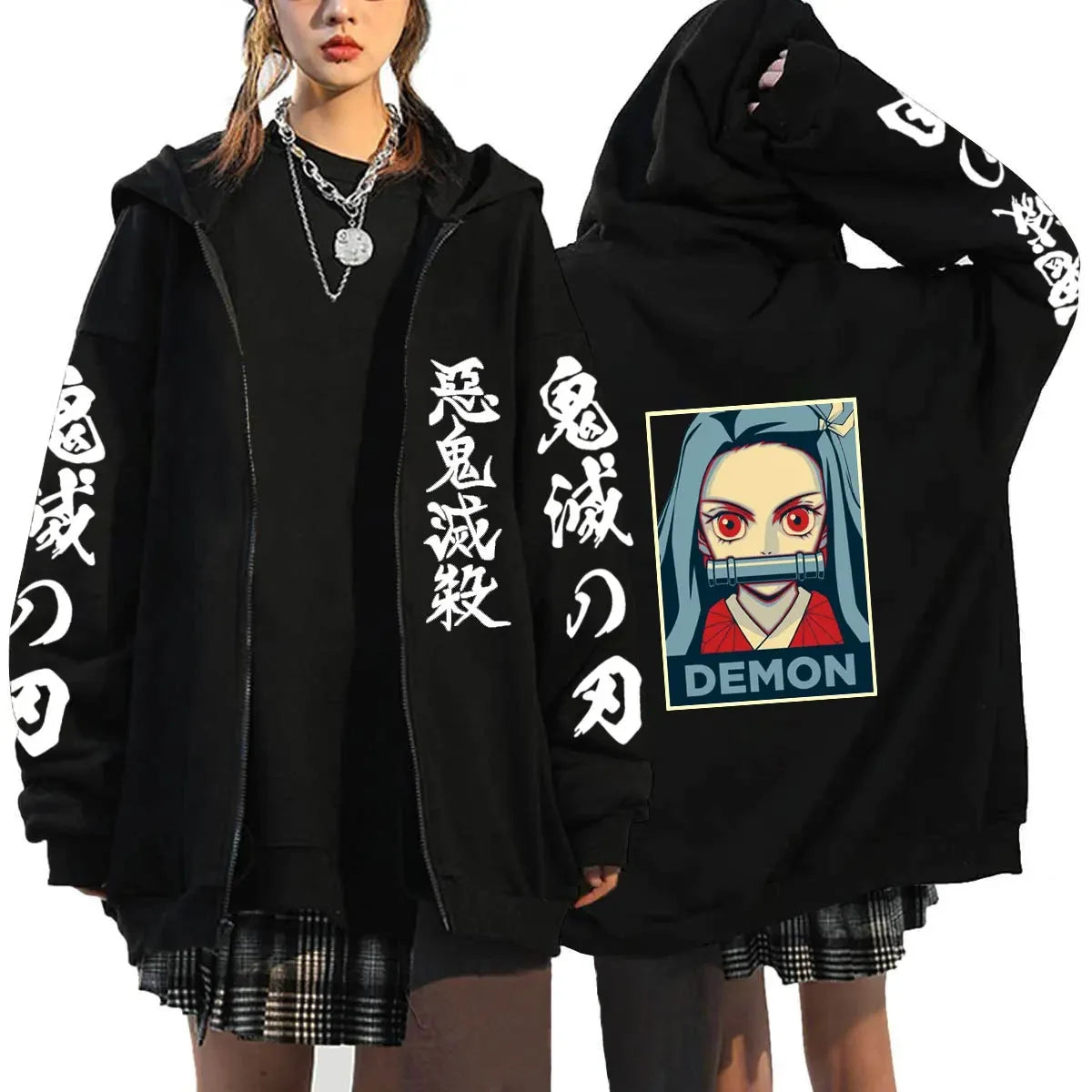 Women's Demon Slayer Zipper Hoodies™ Anime Oversized Full Zip Hoody