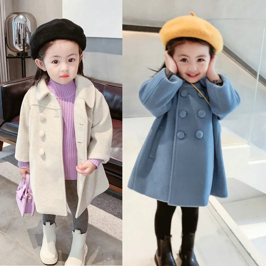 Girl's Long Cotton Coat™ Korean Style Thickened Double-breasted Jacket