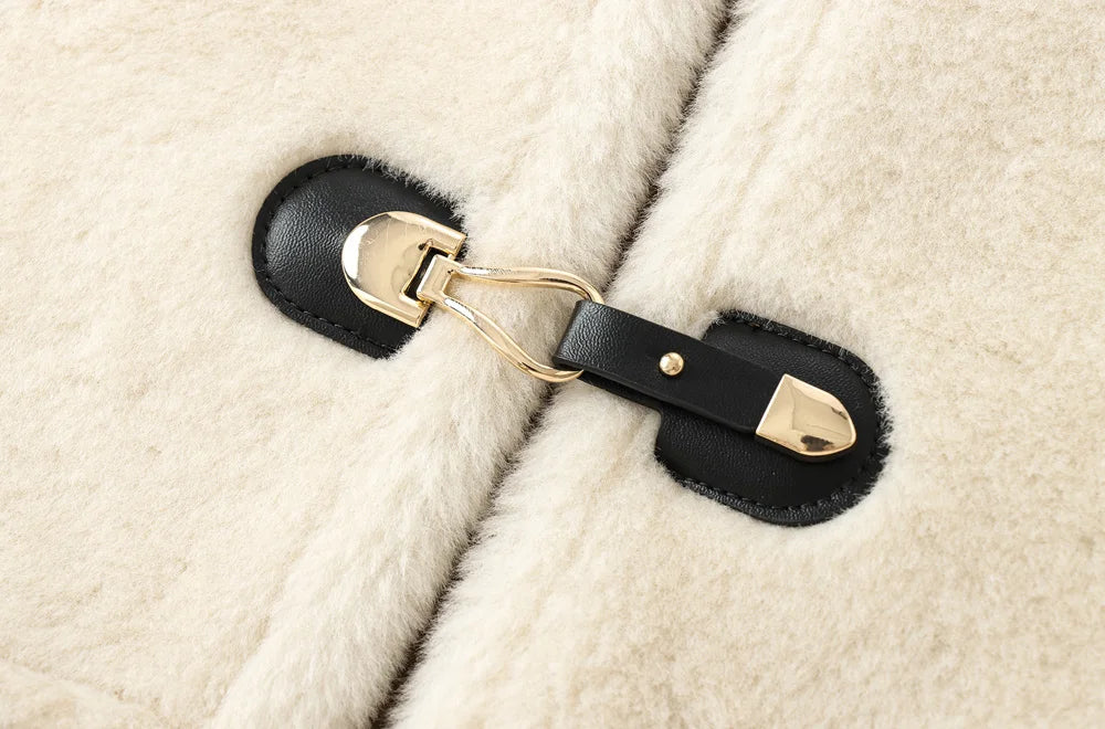 Women's Thick Warm Faux Fur Jacket™ TRAF Long Sleeve Coat, Front Toggle Coat