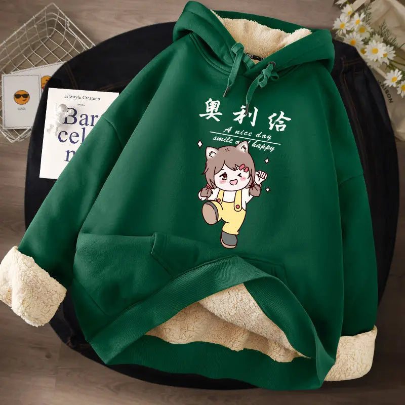Women's Lamb Wool Pullovers™ Velvet Cartoon Hoodies