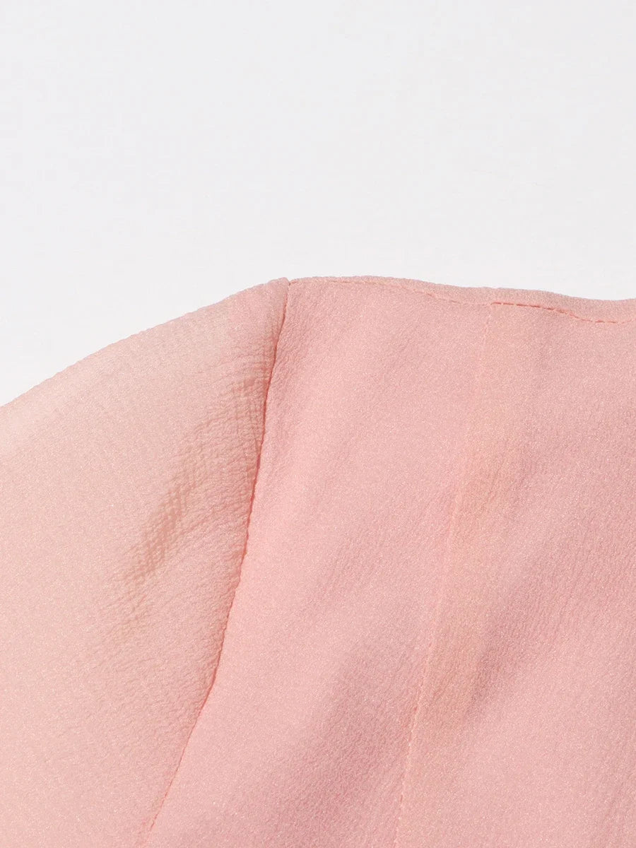 Women's Dress™ VGH Sweet Ruffles Elegant Knee Length Round Neck Flare Sleeve High Waist Spliced Button Dress