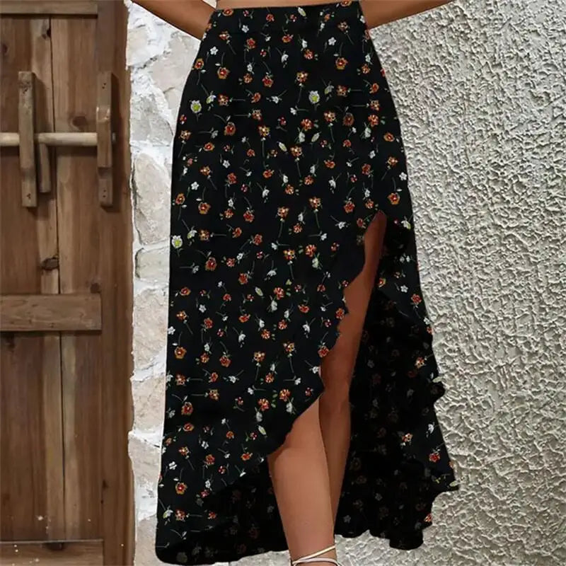 Women's Ruffle Edge Irregular Half skirt™ Summer New Midi Floral Print Skirts