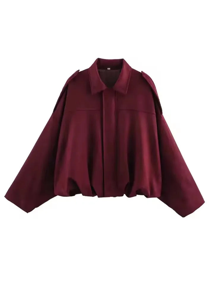 Women's Green Suede Jacket™ Spring Long Sleeve Zipper Oversize Bomber Outerwear